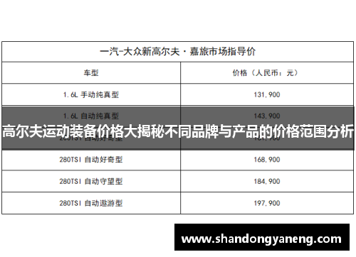 高尔夫运动装备价格大揭秘不同品牌与产品的价格范围分析