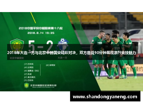 2018年大连一方与北京中赫国安精彩对决，双方鏖战90分钟展现激烈竞技魅力